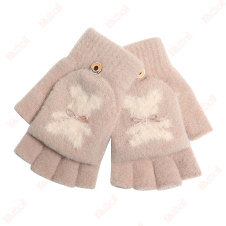 fingerless bow bear pattern gloves